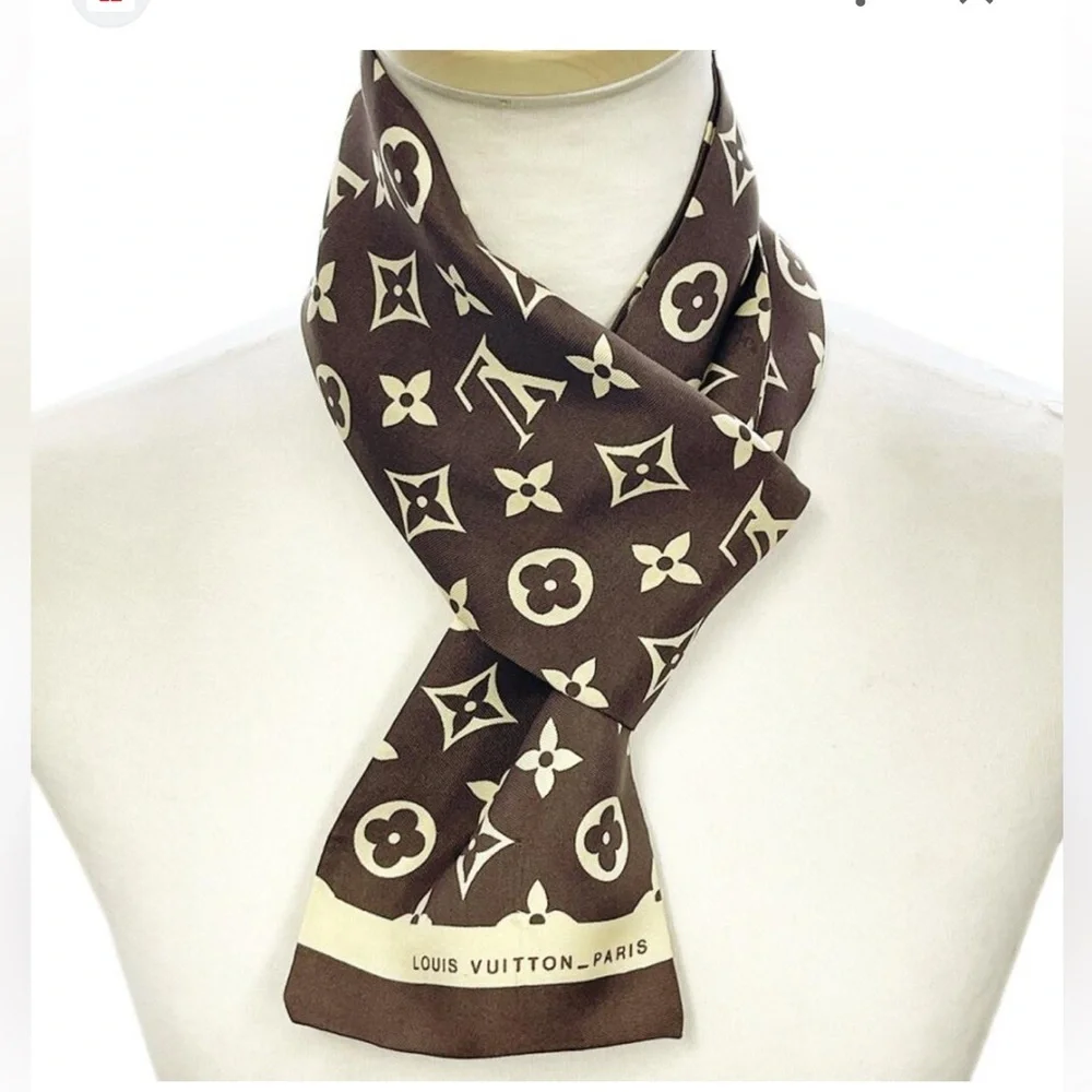 Authentic Louis Vuitton monogram silk bandeau scarf